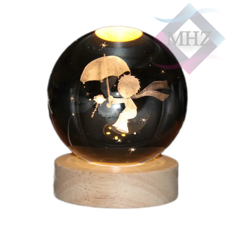چراغ خواب مدل گوی کریستال طرح شازده کوچولو با چتر قطر 6 سانتی متر